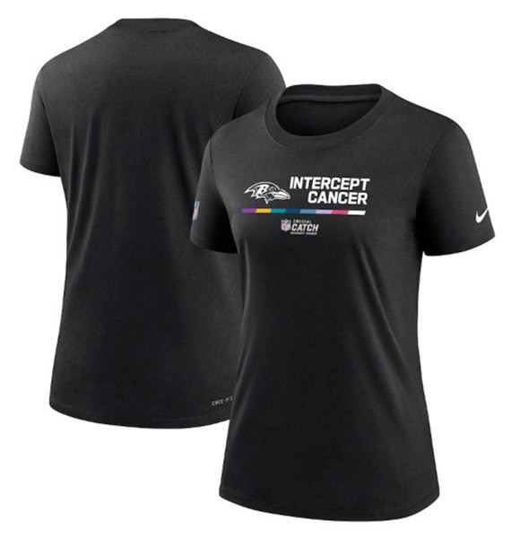 Women's Baltimore Ravens Black 2022 Crucial Catch Performance T-Shirt(Run Small)